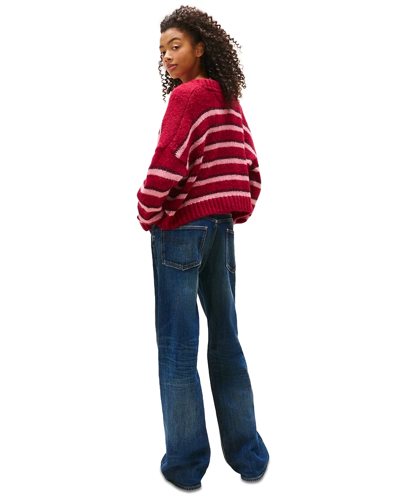 Tommy Jeans Women's Striped Button-Front Long-Sleeve Cardigan