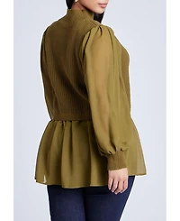 Eloquii Women's Plus Size Twofer Sweater With Chiffon