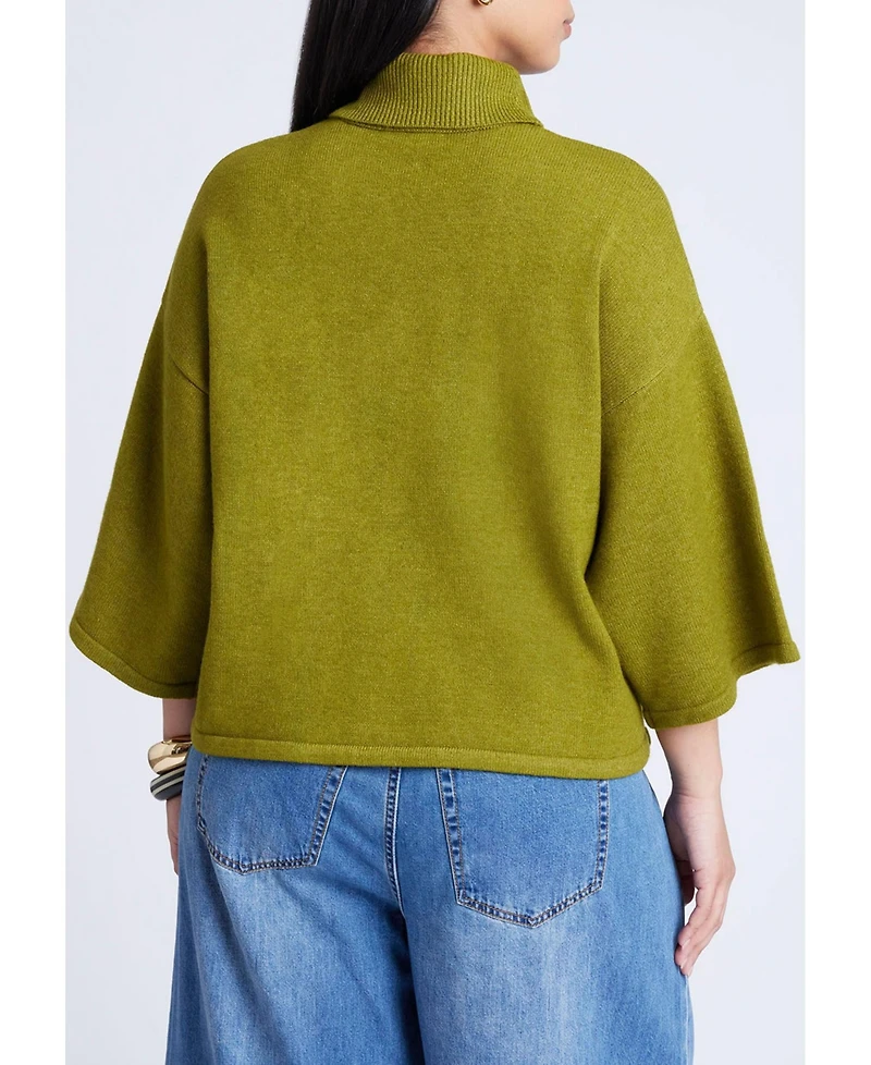Eloquii Women's Boxy Three Quarter Sleeve Turtleneck