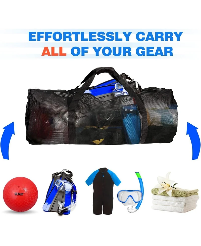 Gse Games & Sports Expert Large Mesh Equipment Duffel Bag, Scuba Bag with Zipper for Diving Equipment
