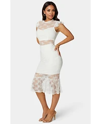 Bebe Women's Illusion Lace Midi Dress