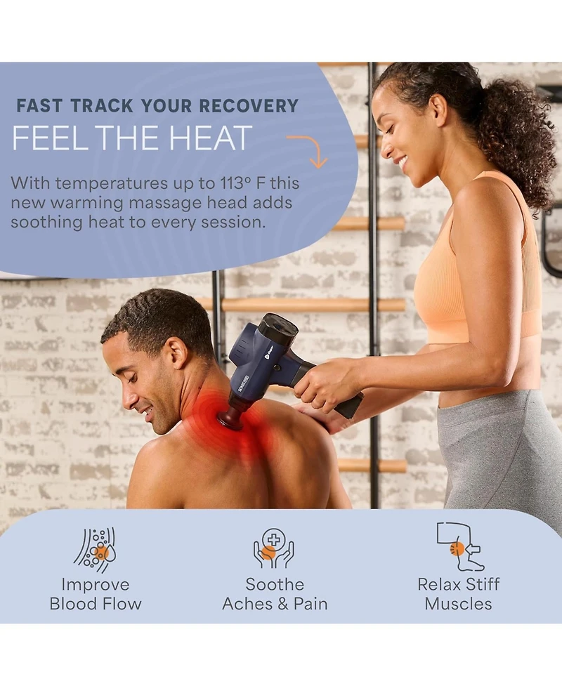 LifePro Sonic Pro Deep Tissue Percussion Massage Gun with 8 Attachments – Handheld Muscle Massager for Neck, Back & Athletes