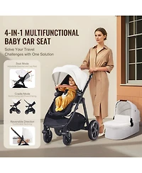 Slickblue Toddler Stroller Travel System With Bassinet Playard Combo Set