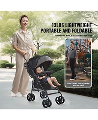 Slickblue Kids Lightweight Stroller Compact Easy Fold Adjustable Backrest Storage