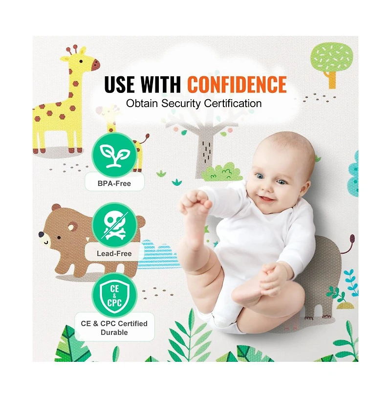 Slickblue Baby Play Mat Kids Crawling Soft Activity Floor Playmat 2 Side