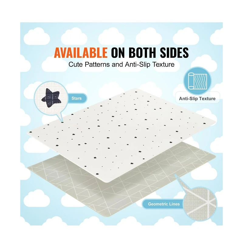 Slickblue Two-Sided Soft Baby Play Mat for Crawling and Activity Kids Floor Mat