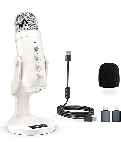 ZealSound Usb Microphone, Quick Mute, Noise Cancel for Phone, Pc, PS5, with Gain Control, Echo Monitor, Volume Adjust for Asmr, Streaming