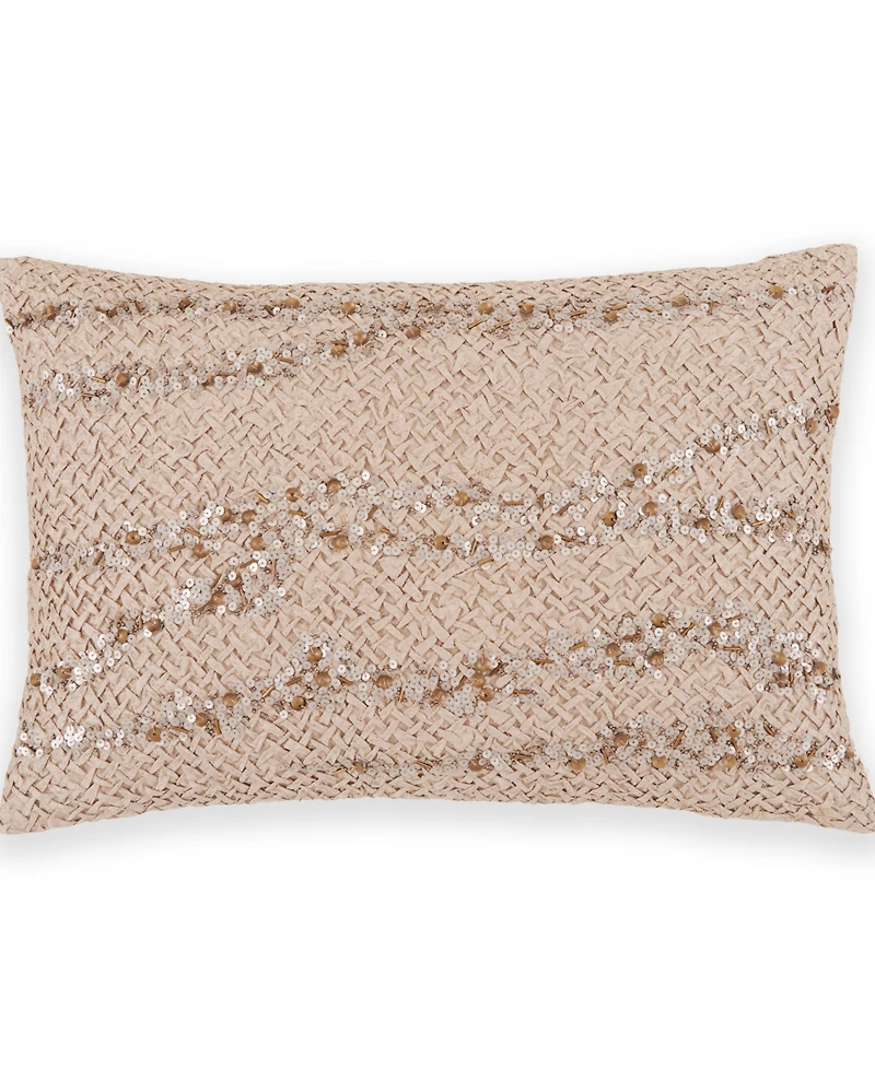 Donna Karan Home Hand Smocked Sequins Decorative Pillow, 20" x 14"