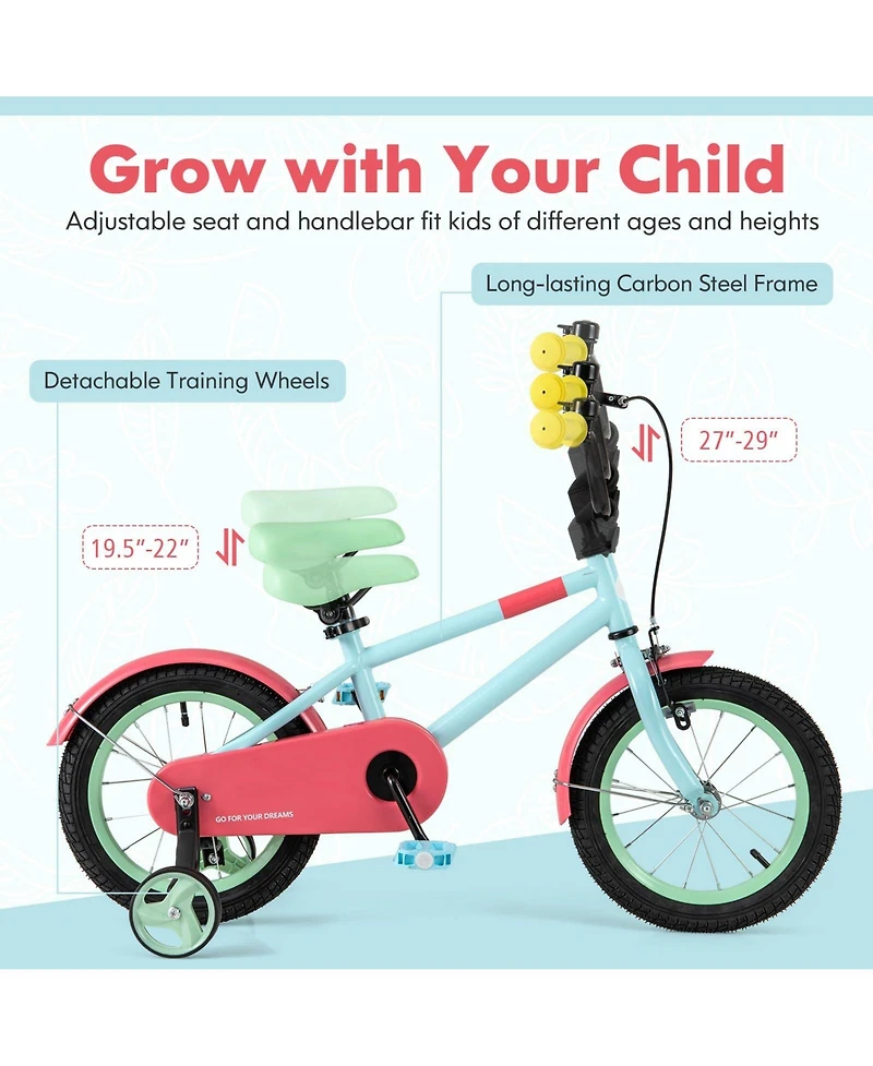 Kids Bike with Adjustable Handlebar and Saddle Blue