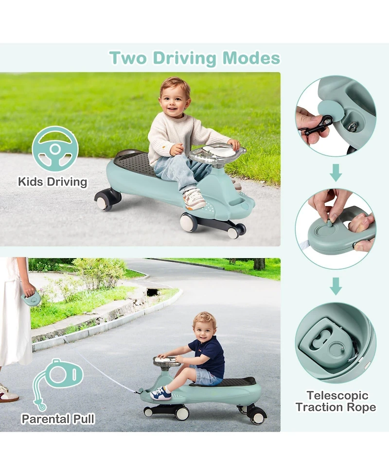 Wiggle Car with Hauling Rope Ride on Toy with Under-Seat Storage