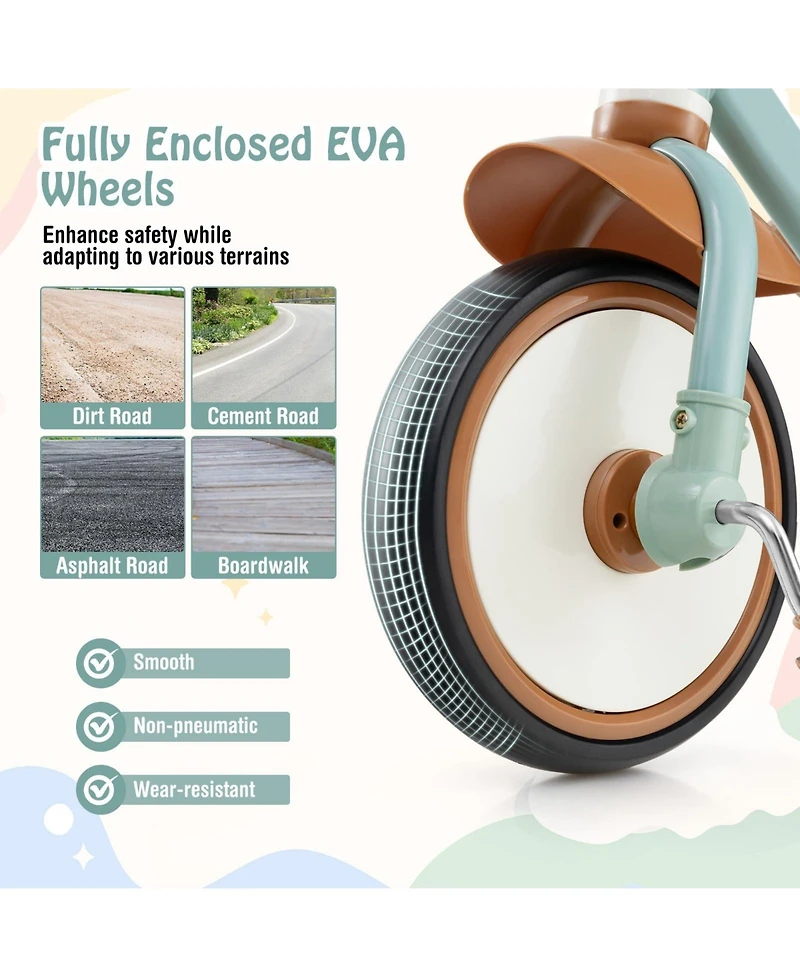 Toddler Tricycle Kids Trike with Adjustable Seat and Storage Basket Aged 3-5 Years Old