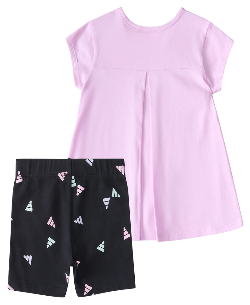 adidas Baby Girls 2-Piece Back Pleat T-Shirt and Bike Shorts Set