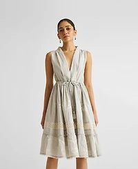 Reistor Women's Embroidered Drawstring Gathered Dress
