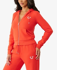 True Religion Women's Lurex Buddha Zip Up Hoodie
