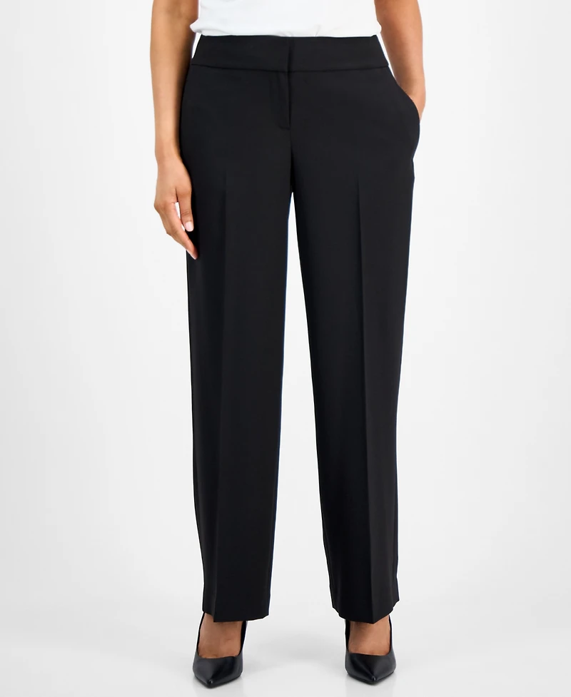 Le Suit Women's Framed Plaid Belted Wide-Leg Pantsuit
