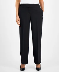 Le Suit Women's Framed Plaid Belted Wide-Leg Pantsuit
