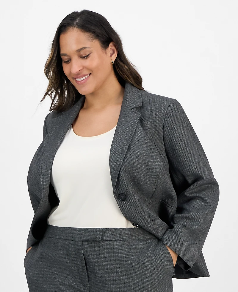 Le Suit Plus Notched Collar Wide-Leg Pantsuit Set