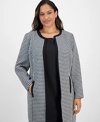 Le Suit Plus Houndstooth Topper Jacket & Sleeveless Dress