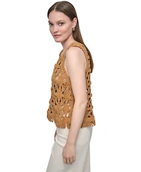 Dkny Jeans Petite Scoop-Neck Sleeveless Crochet Top