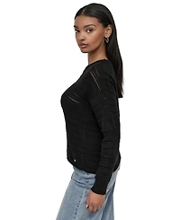 Dkny Jeans Petite Crewneck Open-Stitch Cotton Sweater