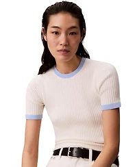 Calvin Klein Jeans Women's Crewneck Rib-Knit Cotton Top