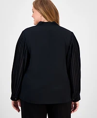 Anne Klein Plus V-Neck Button-Down Top