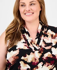 Anne Klein Plus Floral-Print Sleeve Top