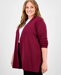 Anne Klein Plus Size Napa Kissing-Front Cardigan Sweater
