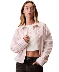 Calvin Klein Jeans Women's Stripe Boxy Cotton Crop Shirt