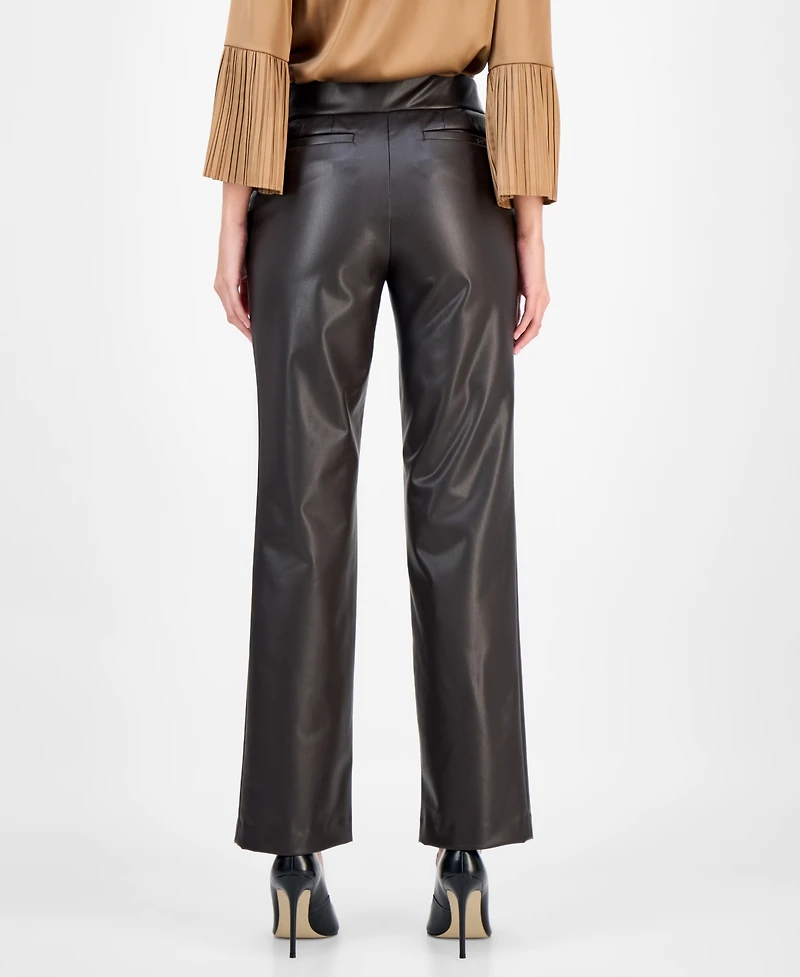Anne Klein Women's Faux-Leather Pull-On Pants