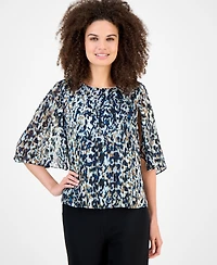 Anne Klein Women's Printed Cape-Sleeve Blouse