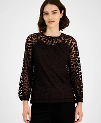 Anne Klein Women's Long-Sleeve Burnout Top