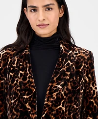 Anne Klein Women's Animal Print One-Button Blazer