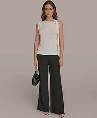 Donna Karan New York Women's Sleeveless Drape-Front Top