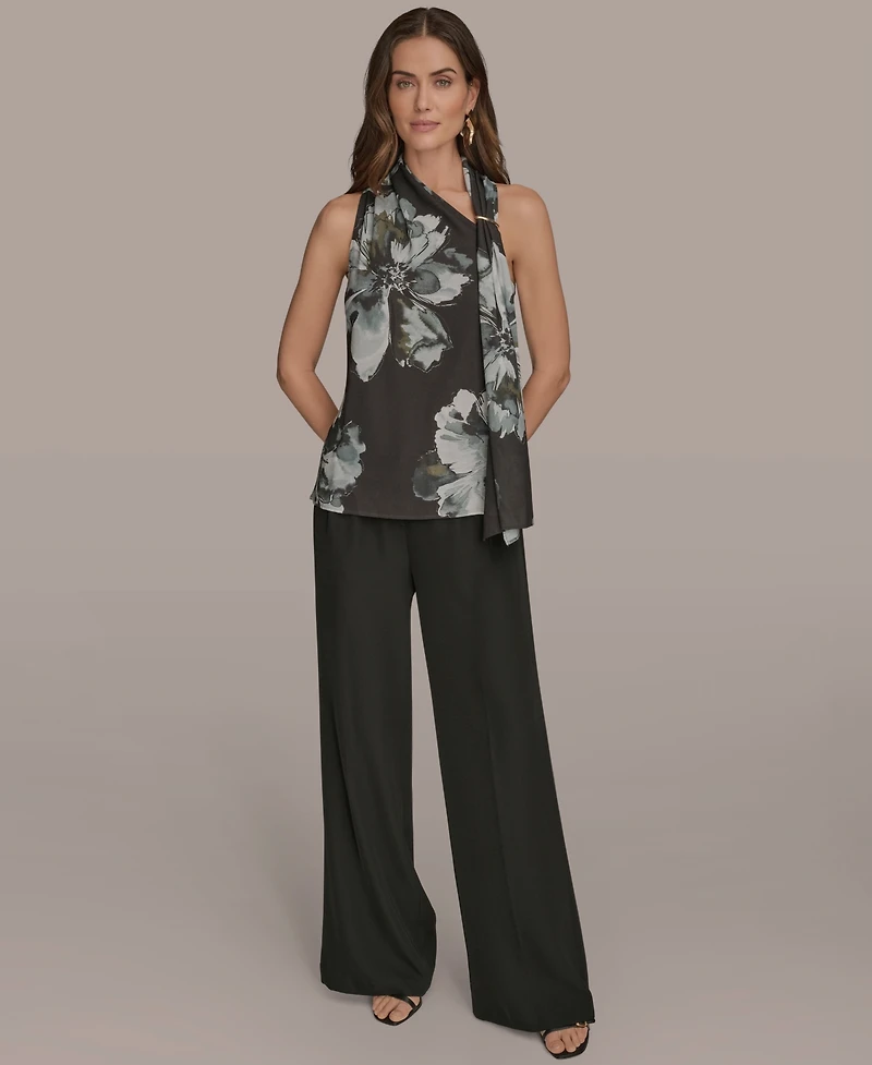 Donna Karan New York Women's Sleeveless Printed Scarf Top