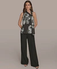 Donna Karan New York Women's Sleeveless Printed Scarf Top