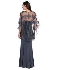 R & M Richards Women's Embellished-Capelet Gown