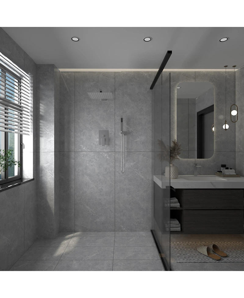 Greenspring 10 Inch Square Bathroom Shower Combo Set Brushed Nickel