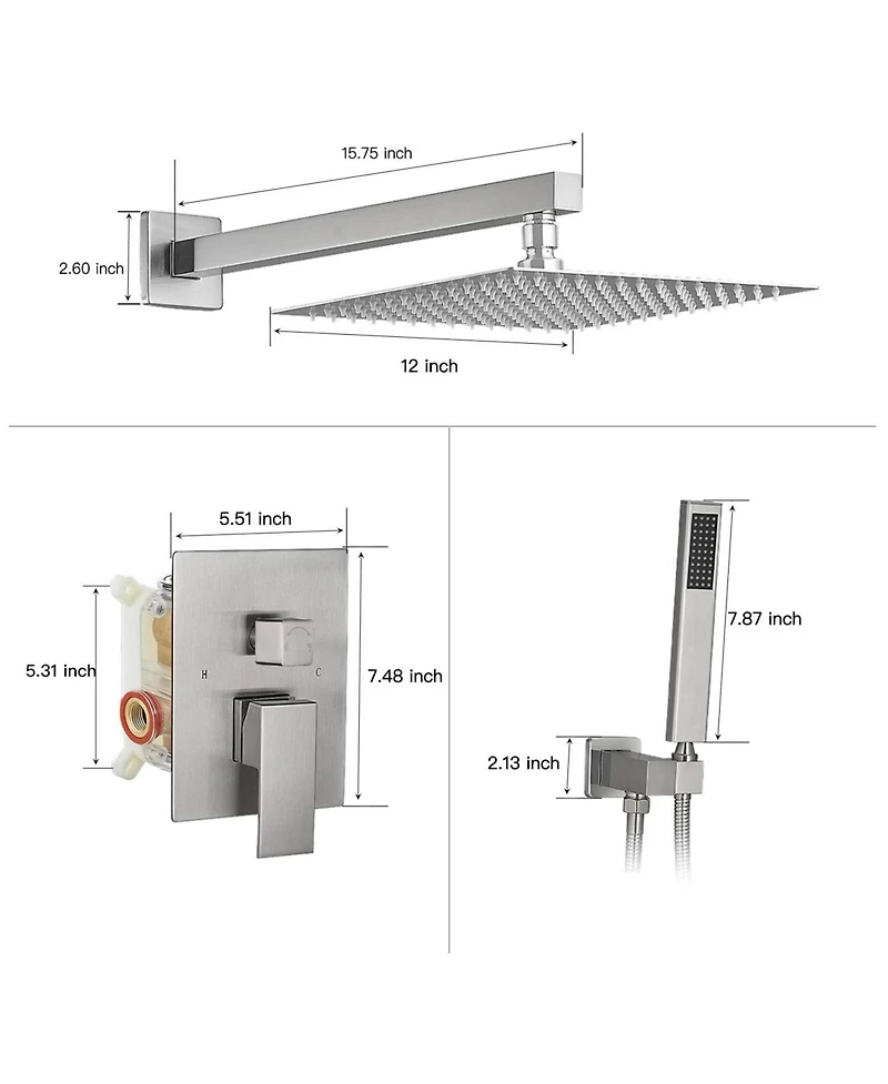 Greenspring -Spray Patterns With .5 Gpm in. Showerhead Wall Mounted Dual Shower Heads Valve Brushed Nickel