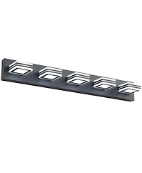 Flynama Led Modern Black Vanity Lights, 5-Lights Acrylic Matte Black Bathroom Vanity Lights Over Mirror