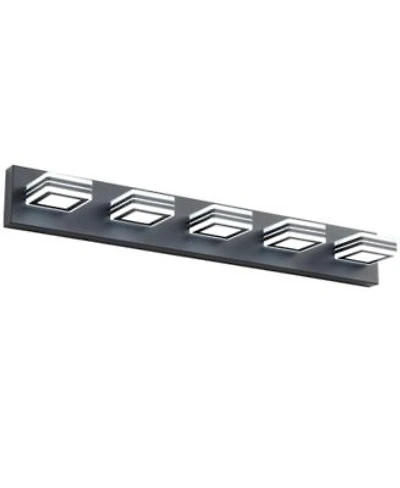 Flynama Led Modern Black Vanity Lights 5 Lights Acrylic Matte Black Bathroom Vanity Lights Over Mirror