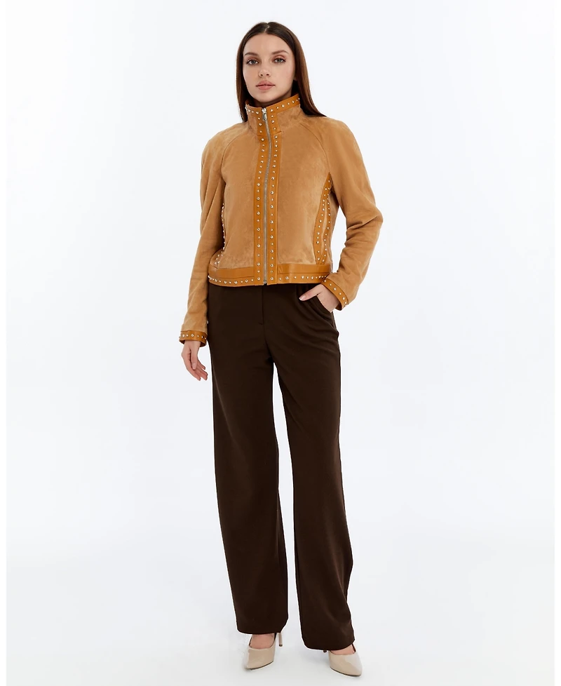 Furniq Uk Women's Suede Studded Jacket, Created for Macy's