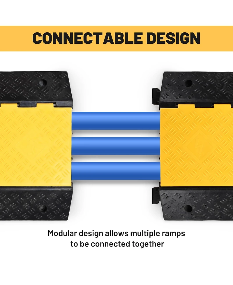 Yescom 3-Channel Rubber Cable Ramp 40000 Lbs Wire Cord Ramp Driveway Hose Cover Protector Speed Bumps for Driveway Hose Pipe Hider