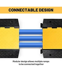 Yescom 3-Channel Rubber Cable Ramp 40000 Lbs Wire Cord Ramp Driveway Hose Cover Protector Speed Bumps for Driveway Hose Pipe Hider