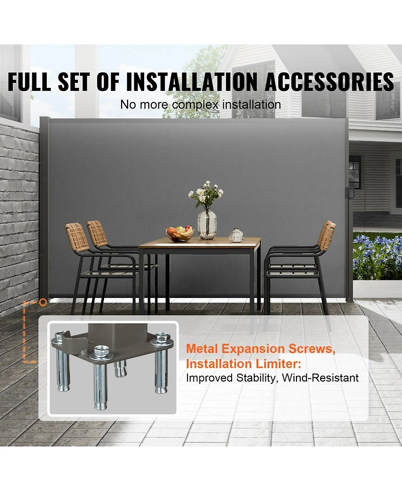 Slickblue Retractable Side Awning Outdoor Privacy Screen Uv Block Waterproof Divider for Patio