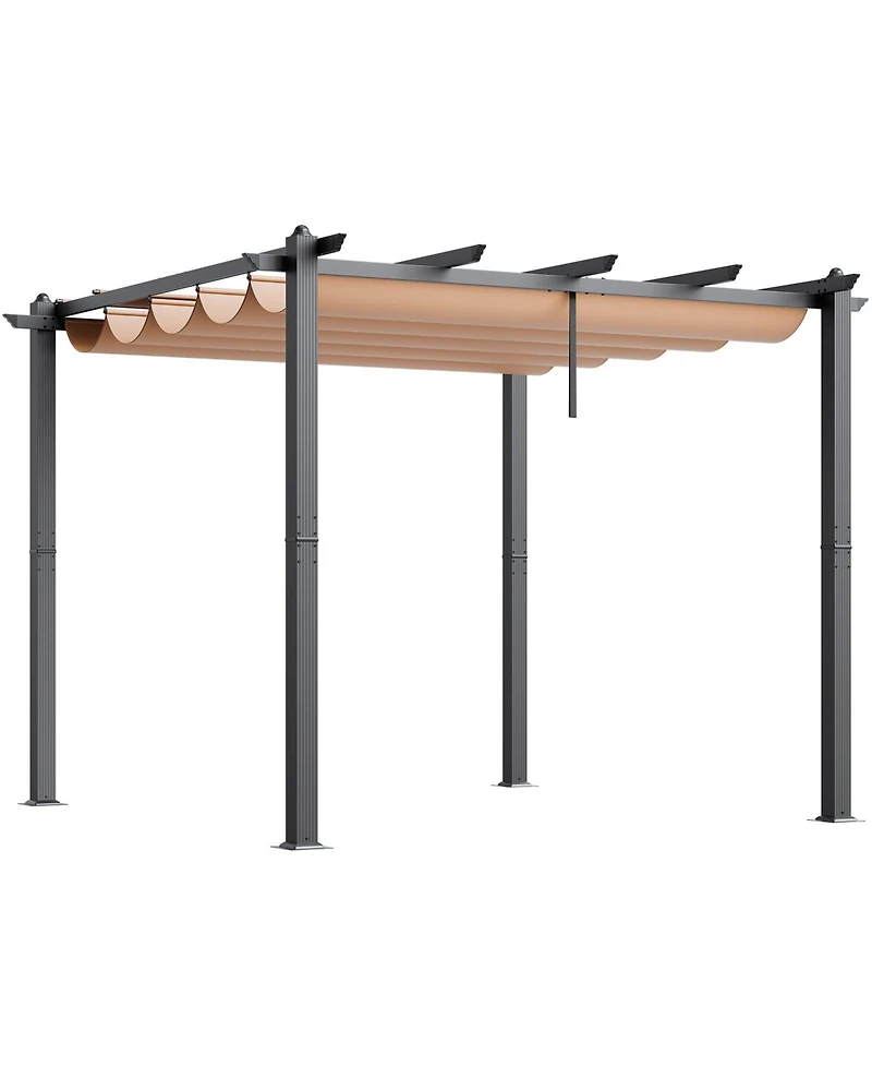 Slickblue Outdoor Retractable Pergola with Sun Shade Canopy Aluminum