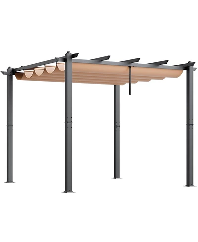 Slickblue Outdoor Retractable Pergola with Sun Shade Canopy Aluminum