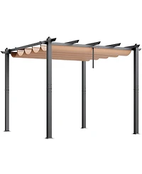 Slickblue Outdoor Retractable Pergola with Sun Shade Canopy Aluminum
