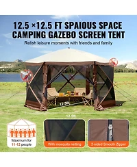 Slickblue Quick Set Pop Up Screen Tent 6 Sided Canopy with Privacy Cloths and Mosquito Netting