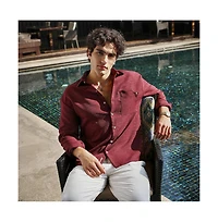 Campus Sutra Men's Wine Red Modular Solid Oversized Shirt